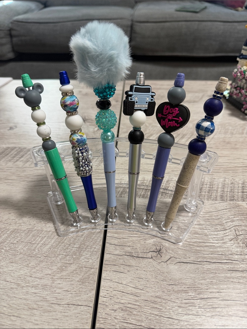 Handcrafted Beaded black ink Pens - Blue & Purple Assortment